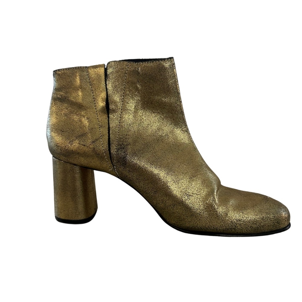 Rachel Comey Distressed Gold Metallic Leather Ankle Boots